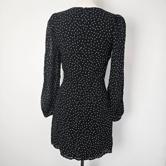 Reformation Terri Polka Dot Black and White Mini Dress Sz 6 - Picture 4 of 11